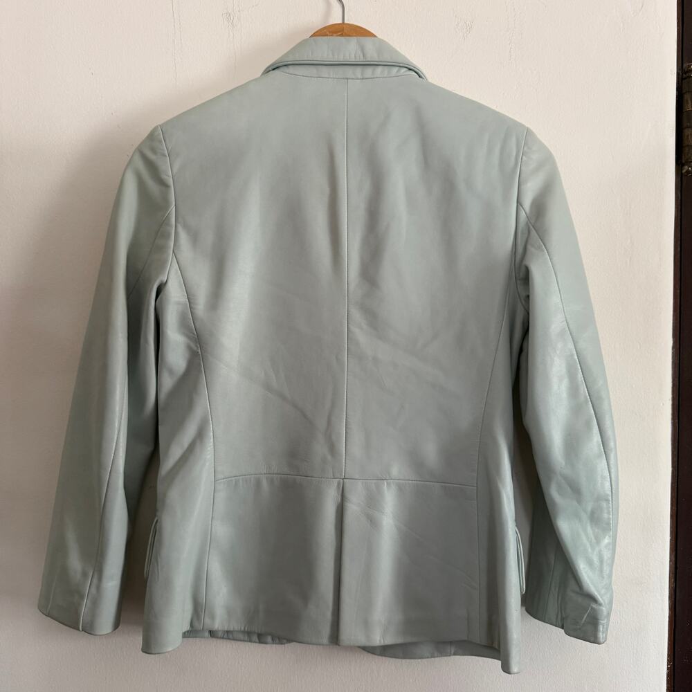 MASSIMO REBECCHI Y2K Vintage Sage Green Calfskin Blazer Leather Jacket Small - Picture 2 of 10